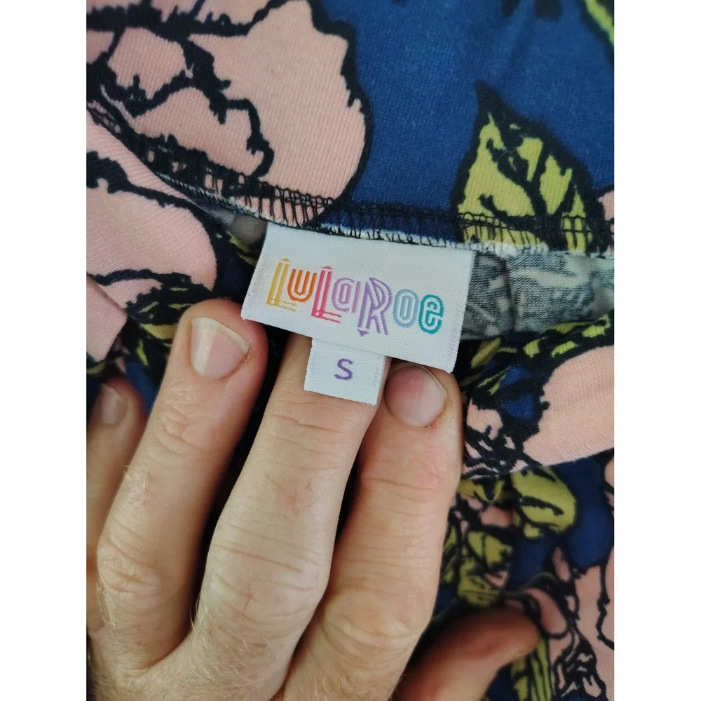 LuLaRoe Madison Skirt Womens Small S Pink Floral Blue‎ Pleated A-Line Pocketed